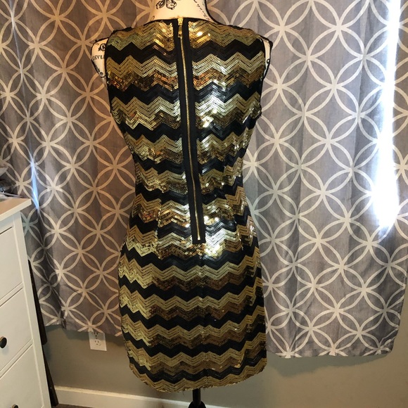 Guess Chevron Sequin Cocktail Dress - Picture 5 of 9